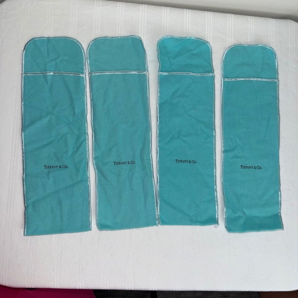 Tiffany & Co Blue Silverware Jewelry Storage Pouch Roll Set of 4 Tarnish Guard
